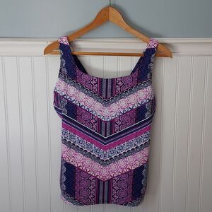 Lands' End 8DD Tankini Swim Top Bathingsuit Swimsuit Boho Adjustable Pink Purple